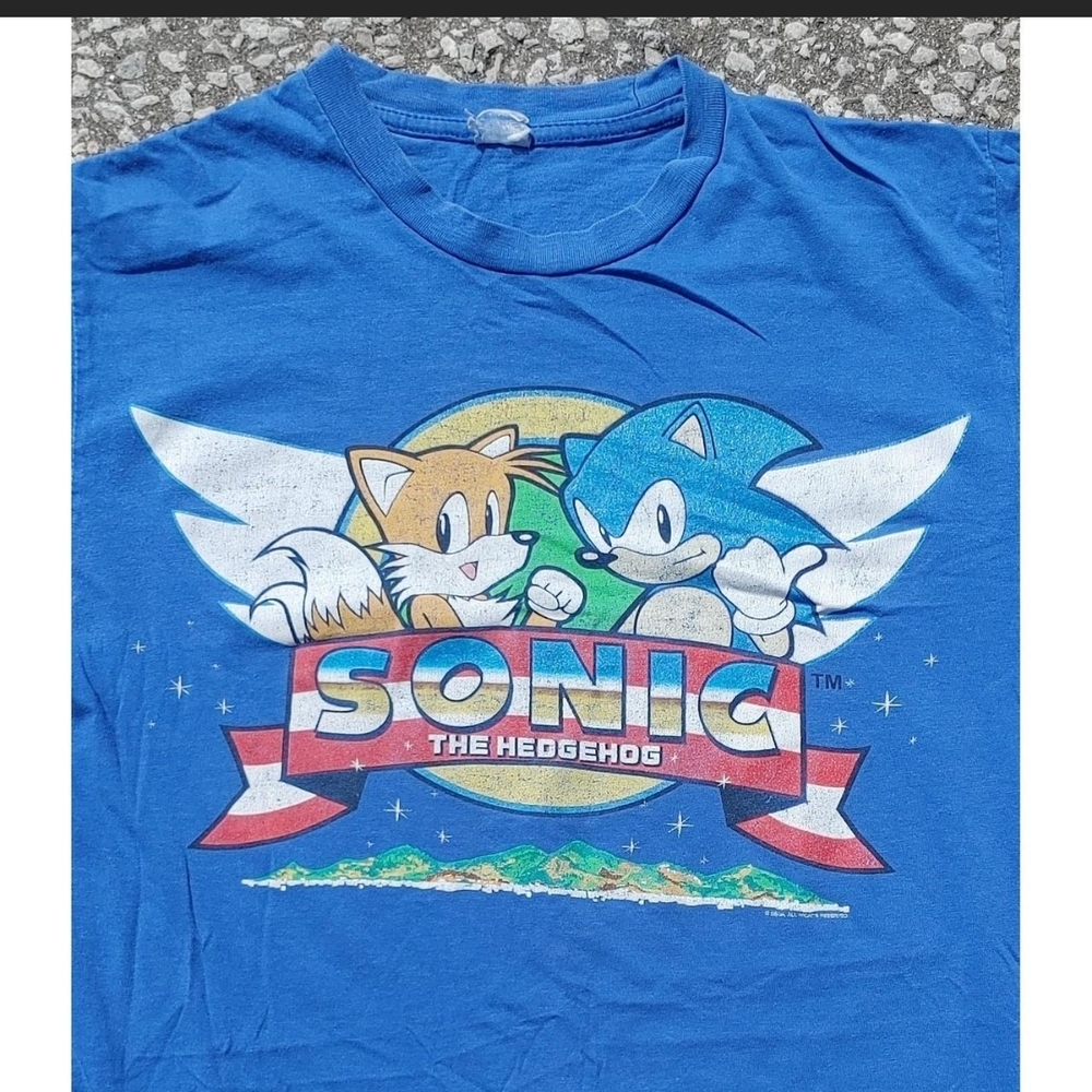 Vintage 1994 Sonic the Hedgehog & Tails T-Shirt Size M Single Stitch Sega Promo